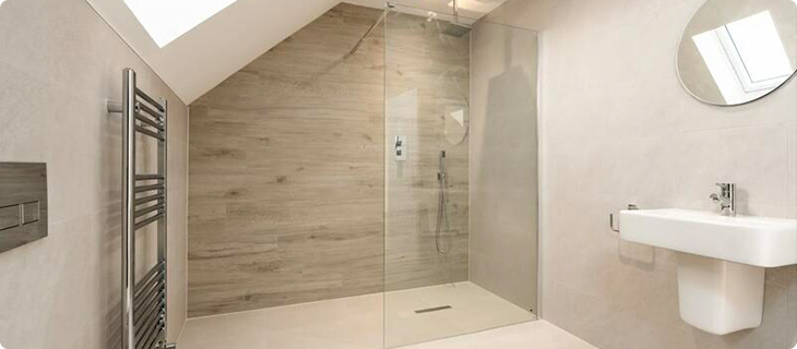 Honour's Acre completed bathroom with walk-in shower and skylight