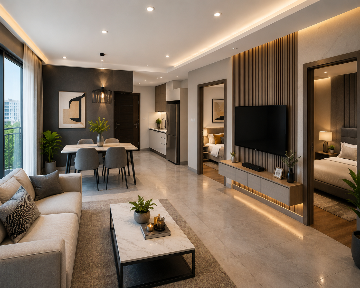 Full renovation example with completed interior finishes